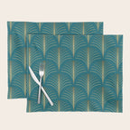 Art Deco Gold Fans on Turquoise Placemat Gallery Image 1