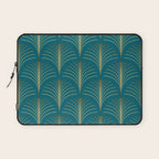 Art Deco Gold Fans on Turquoise Laptop Sleeve Gallery Image 1