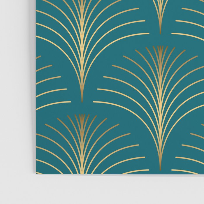 Art Deco Gold Fans on Turquoise Poster Gallery Image 3