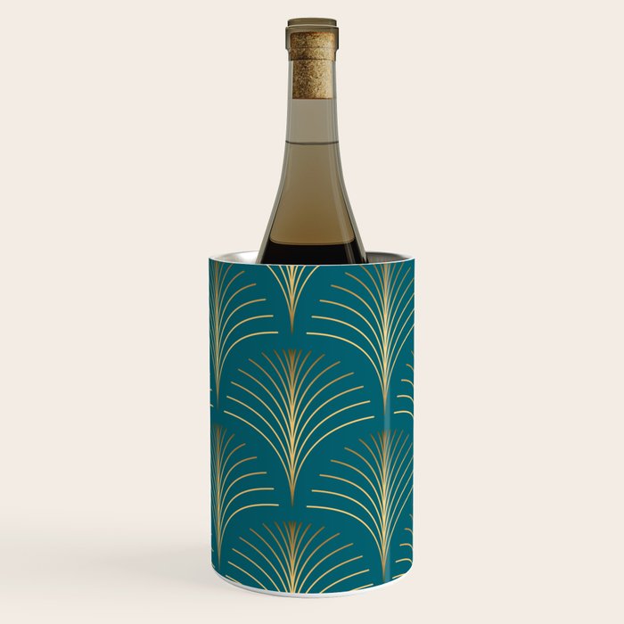 Art Deco Gold Fans on Turquoise Wine Chiller Gallery Image 2