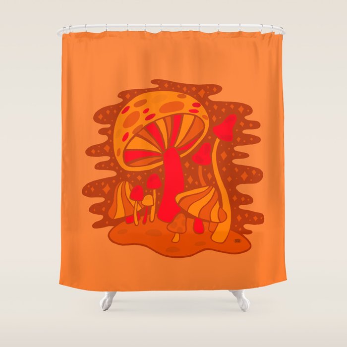 Orange Mushrooms Shower Curtain Gallery Image 1