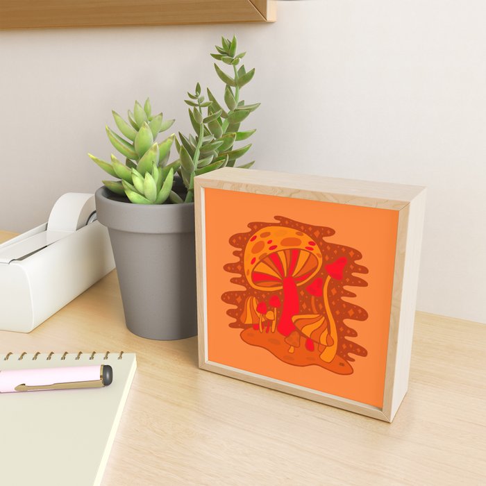 Orange Mushrooms Mini Art Print Gallery Image 2