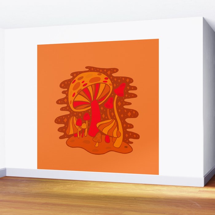 Orange Mushrooms Wall Mural Gallery Image 2