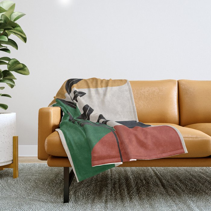 Modern Abstract Minimal Shapes Branches Art 5 Throw Blanket Gallery Image 1