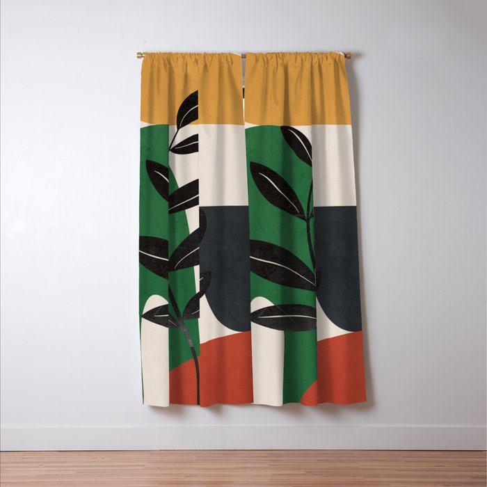 Modern Abstract Minimal Shapes Branches Art 5 Window Curtain Gallery Image 3