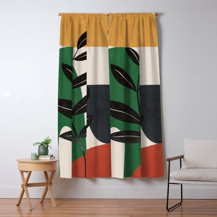 Modern Abstract Minimal Shapes Branches Art 5 Window Curtain Gallery Image 5