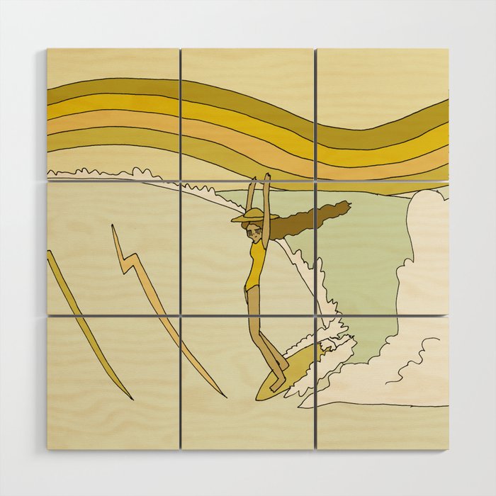 the spirit of aloha rell sunn 70s surf // retro surf art by surfy birdy Wood Wall Art Gallery Image 1