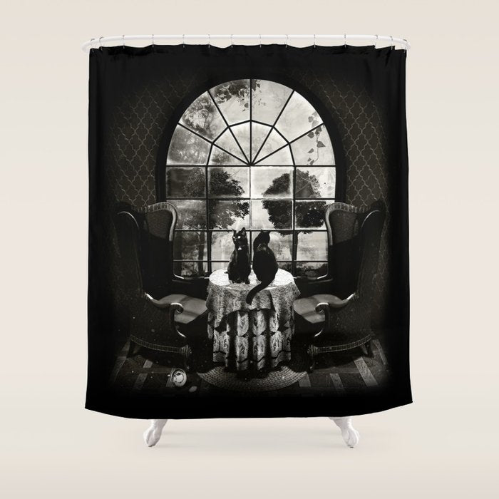 Room Skull B&W Shower Curtain Gallery Image 1