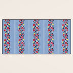 Vintage Posey Stripe Floral on Blue Linen Desk Mat Gallery Image 3
