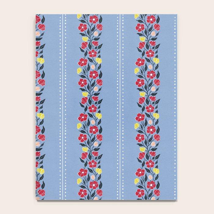 Vintage Posey Stripe Floral on Blue Linen Notebook Gallery Image 4