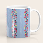 Vintage Posey Stripe Floral on Blue Linen Coffee Mug Gallery Image 1