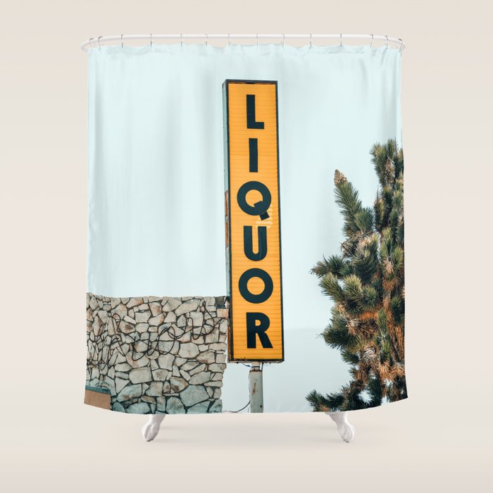 Liquor Sign - Retro Art Print Shower Curtain Gallery Image 1