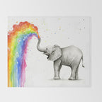 Baby Elephant Spraying Rainbow Throw Blanket Gallery Image 2