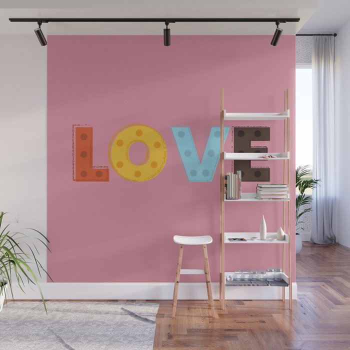 Happy LOVE - typography Wall Mural Gallery Image 1