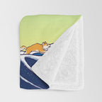 Shiba Inu in Great Wave Throw Blanket Gallery Image 3