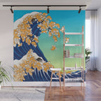 Shiba Inu in Great Wave Wall Mural Gallery Image 1