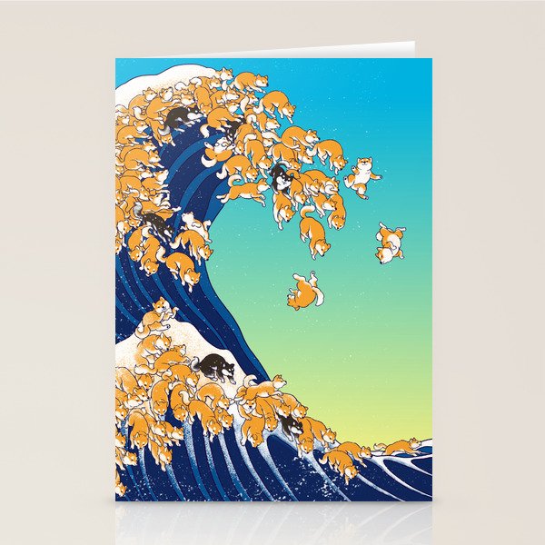 Shiba Inu in Great Wave Stationery Card Gallery Image 2