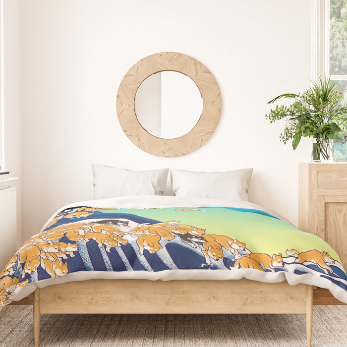 Shiba Inu in Great Wave Duvet Cover Gallery Image 3
