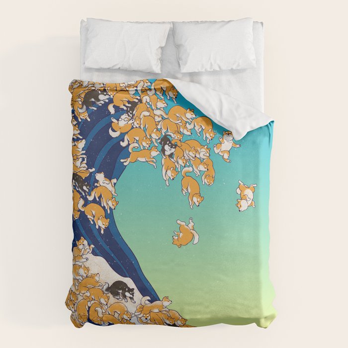 Shiba Inu in Great Wave Duvet Cover Gallery Image 6