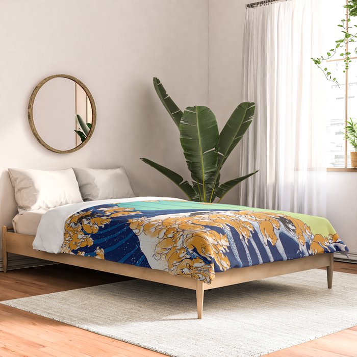 Shiba Inu in Great Wave Comforter Gallery Image 2