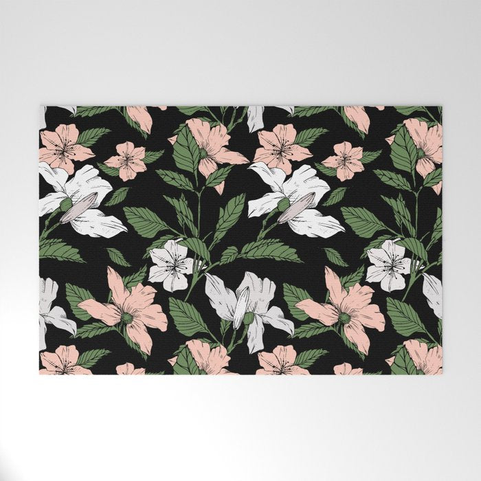 Flowers in the tropical night Welcome Mat Gallery Image 1