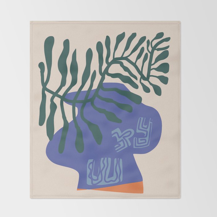 Greek vase with fern Throw Blanket Gallery Image 2