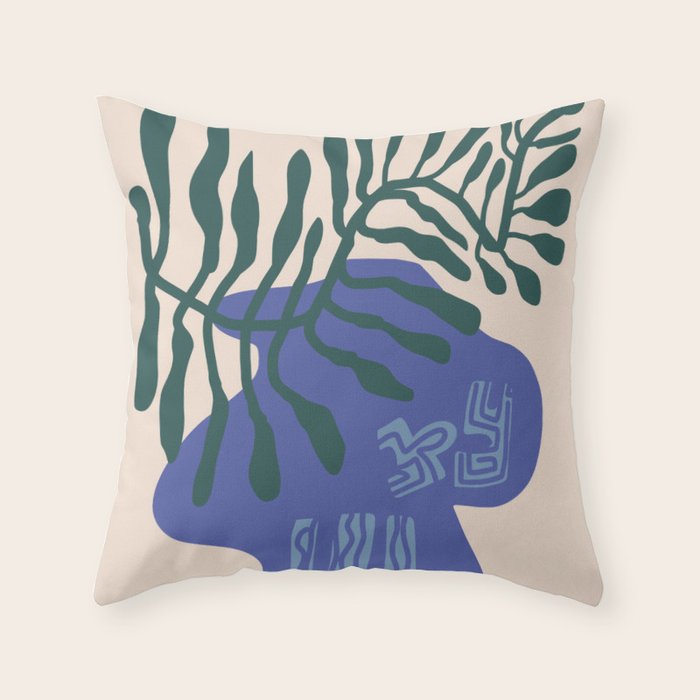 Greek vase with fern Throw Pillow Gallery Image 1