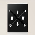 PNW Pacific Northwest Compass - White on Black Minimal Stationery Card Gallery Image 2