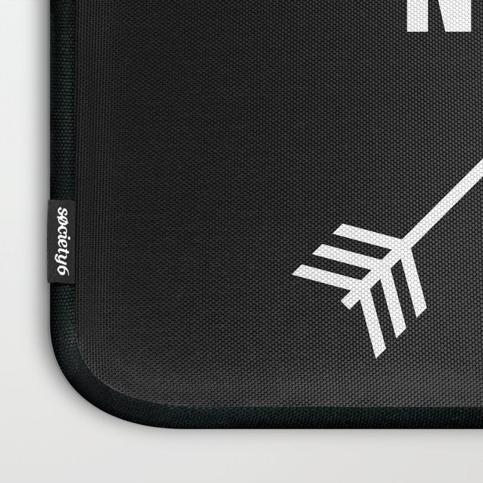 PNW Pacific Northwest Compass - White on Black Minimal Laptop Sleeve Gallery Image 3