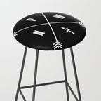 PNW Pacific Northwest Compass - White on Black Minimal Stool Gallery Image 2