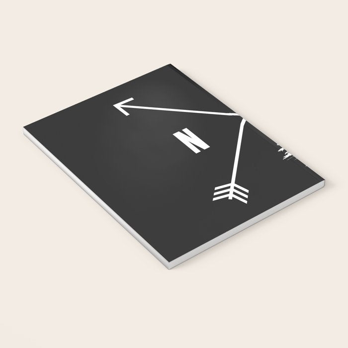 PNW Pacific Northwest Compass - White on Black Minimal Notebook Gallery Image 3