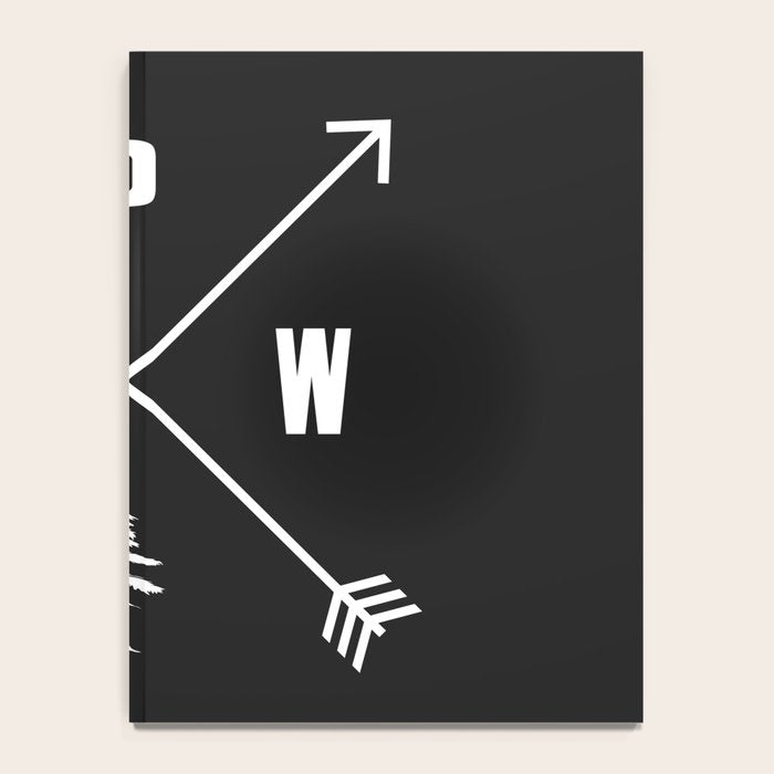 PNW Pacific Northwest Compass - White on Black Minimal Notebook Gallery Image 4