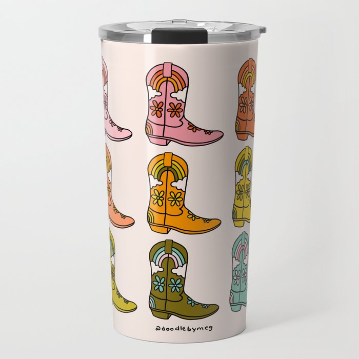 Rainbow Cowboy Boots Travel Mug Gallery Image 1