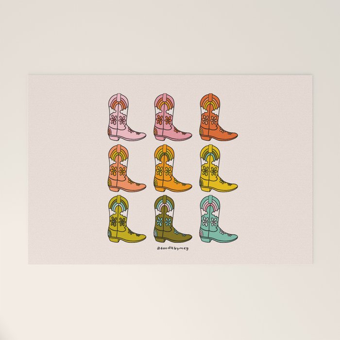 Rainbow Cowboy Boots Welcome Mat Gallery Image 1