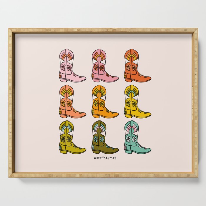 Rainbow Cowboy Boots Serving Tray Gallery Image 1