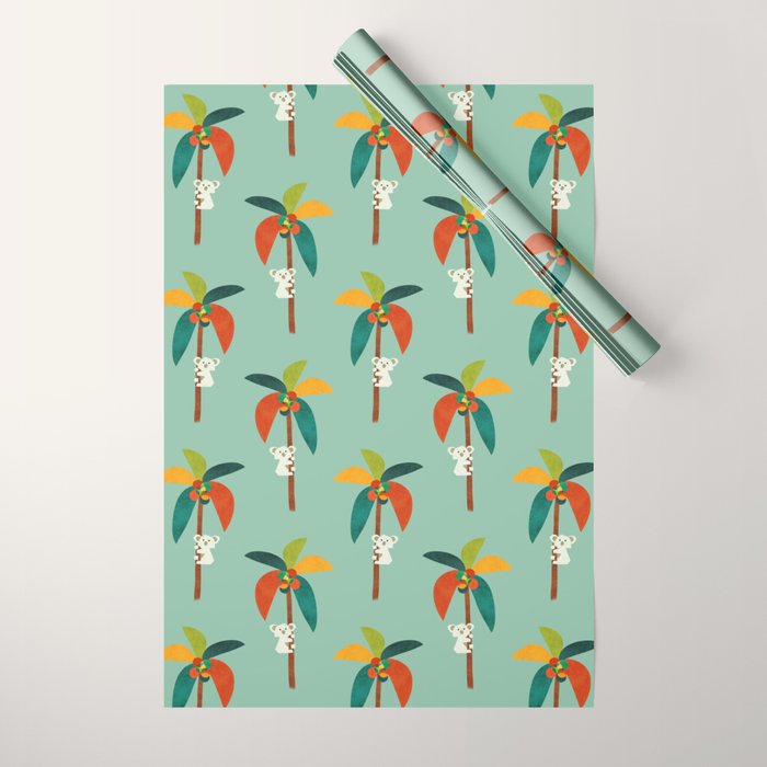 Koala on Coconut Tree Wrapping Paper Gallery Image 1