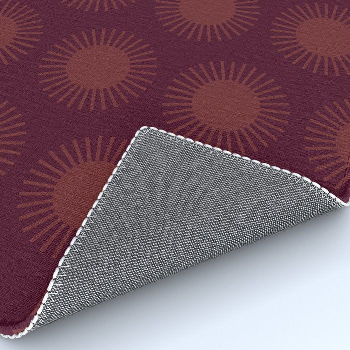 Boho Summer Sun Pattern XIII Dark Maroon Red Rug Gallery Image 4