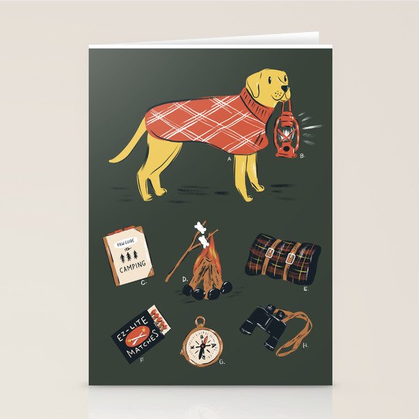 Vintage Camping Labrador Dog  Stationery Card Gallery Image 1