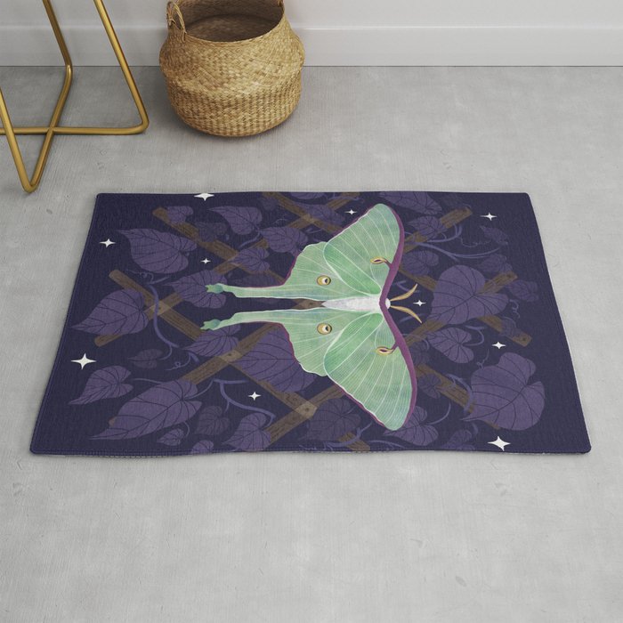 Night Trellis (Luna Moth) Rug Gallery Image 1