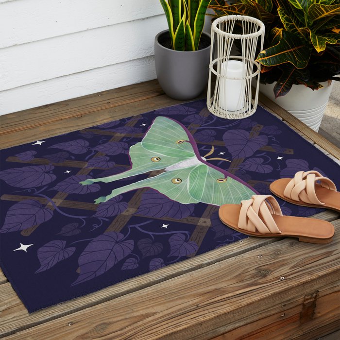 Night Trellis (Luna Moth) Outdoor Rug Gallery Image 2
