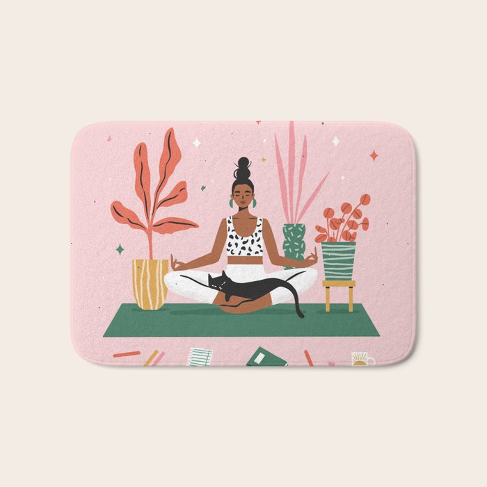 Cats and Yoga Bath Mat Gallery Image 1