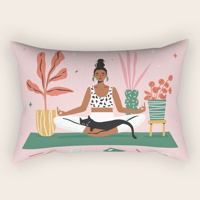 Cats and Yoga Rectangular Pillow Gallery Image 2