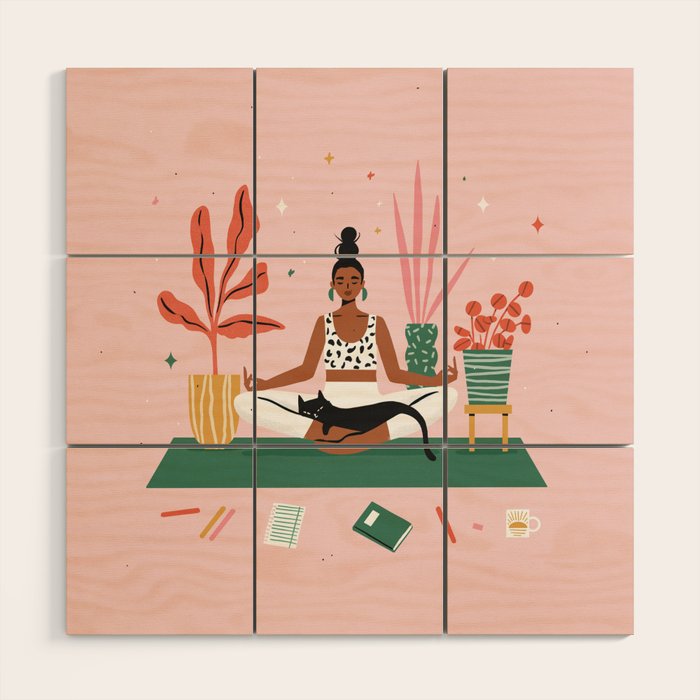 Cats and Yoga Wood Wall Art Gallery Image 1