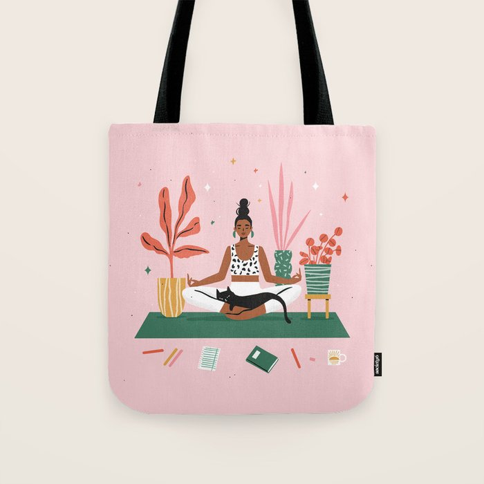 Cats and Yoga Tote Bag Gallery Image 1