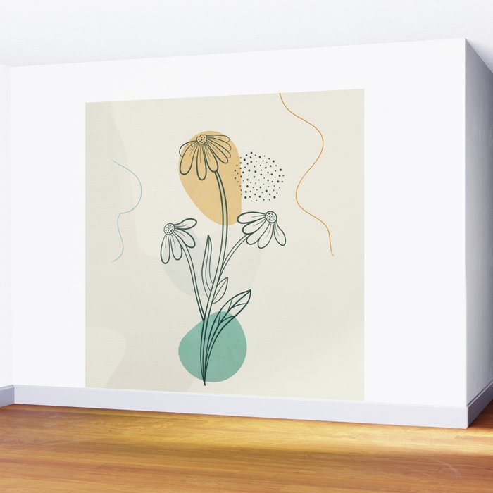 Little Line Flowers 2 Wall Mural Gallery Image 2