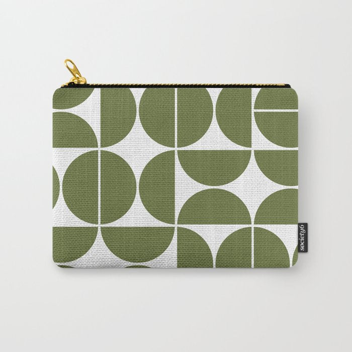 Mid Century Modern Geometric 04 Olive Green Carry All Pouch Gallery Image 1