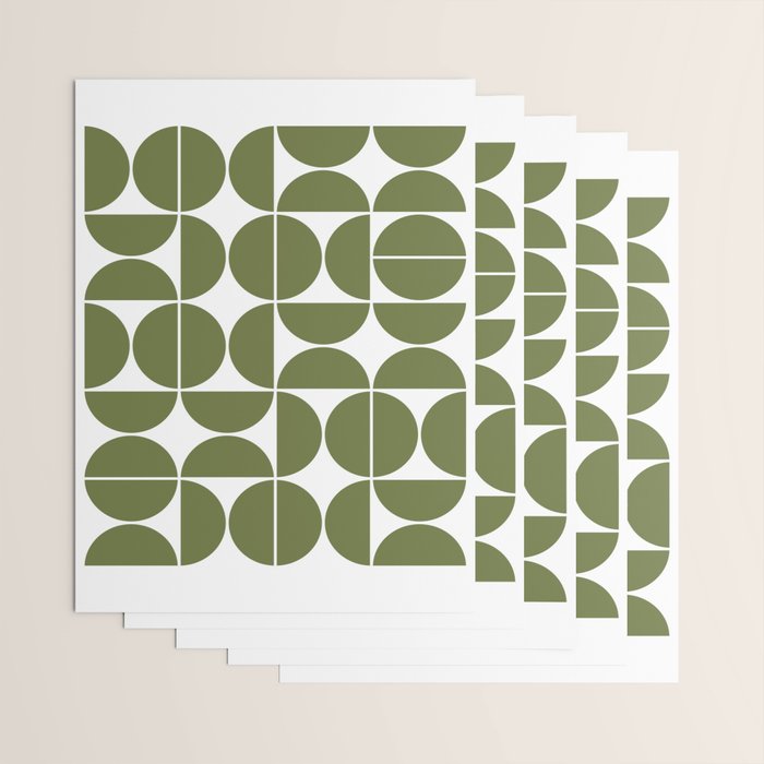 Mid Century Modern Geometric 04 Olive Green Wrapping Paper Gallery Image 3