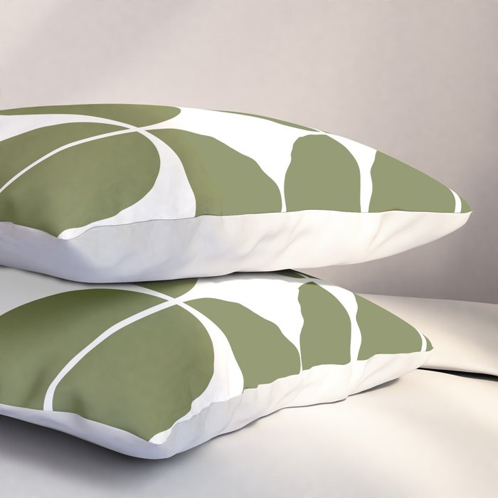 Mid Century Modern Geometric 04 Olive Green Pillow Sham Gallery Image 3