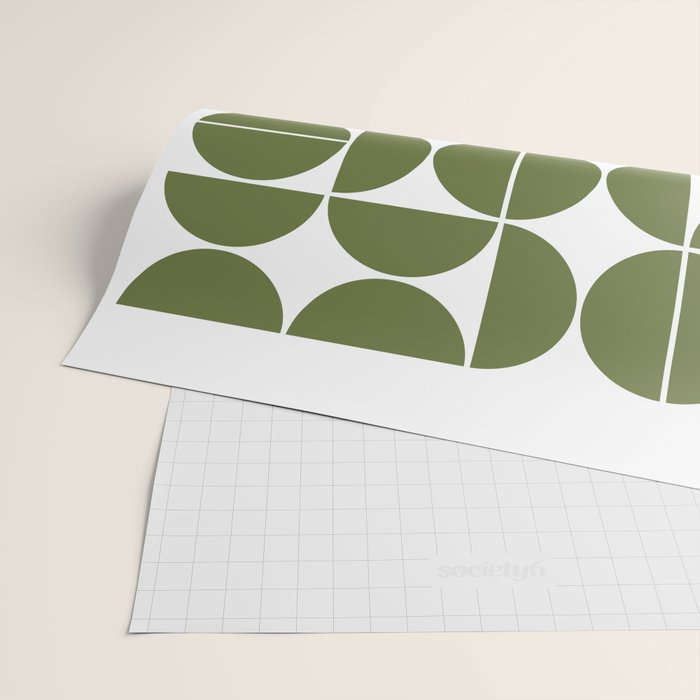 Mid Century Modern Geometric 04 Olive Green Wrapping Paper Gallery Image 2