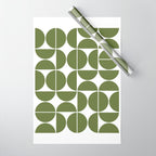 Mid Century Modern Geometric 04 Olive Green Wrapping Paper Gallery Image 1